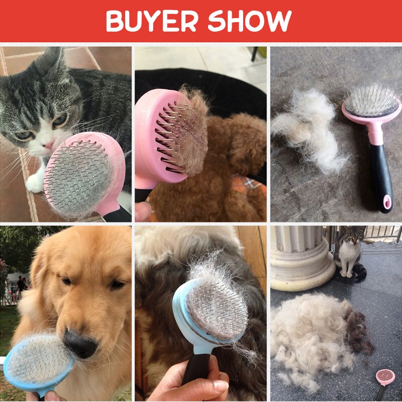 Hoopet Hond Kat Kam Shedding Tool Borstel Kam Rake Pet Fur Grooming Quick Clean Kort Haar