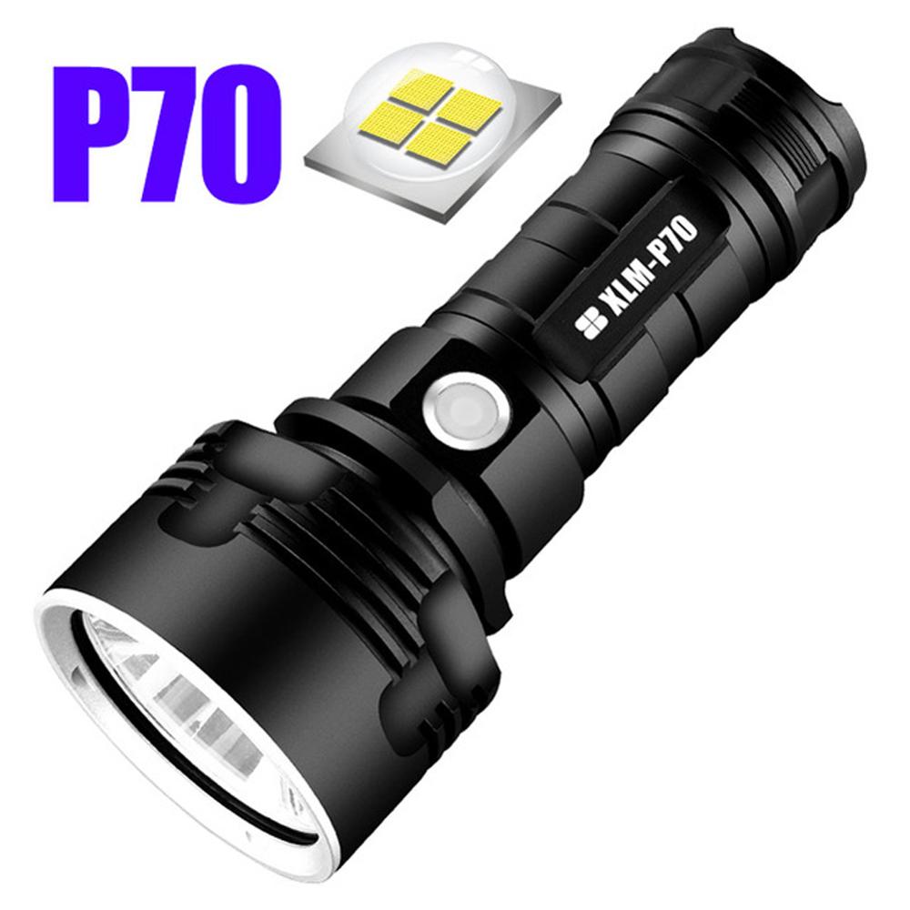 Super Bright LED Flashlight - USB Rechargeable - L2/P70 - Zoomable - Bicycle Light - First Aid Kit: P70 50W