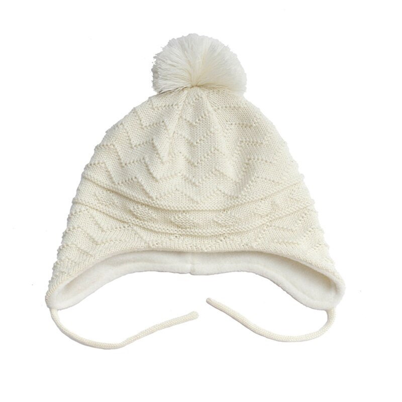 Winter Warm Kids Wol Hoed Gehoorbescherming Gebreide Muts Zachte Wollen Cap Effen Kleur Mode Baby Pompom Beanie Hoed Voor 0-5 Jaar: BG-M
