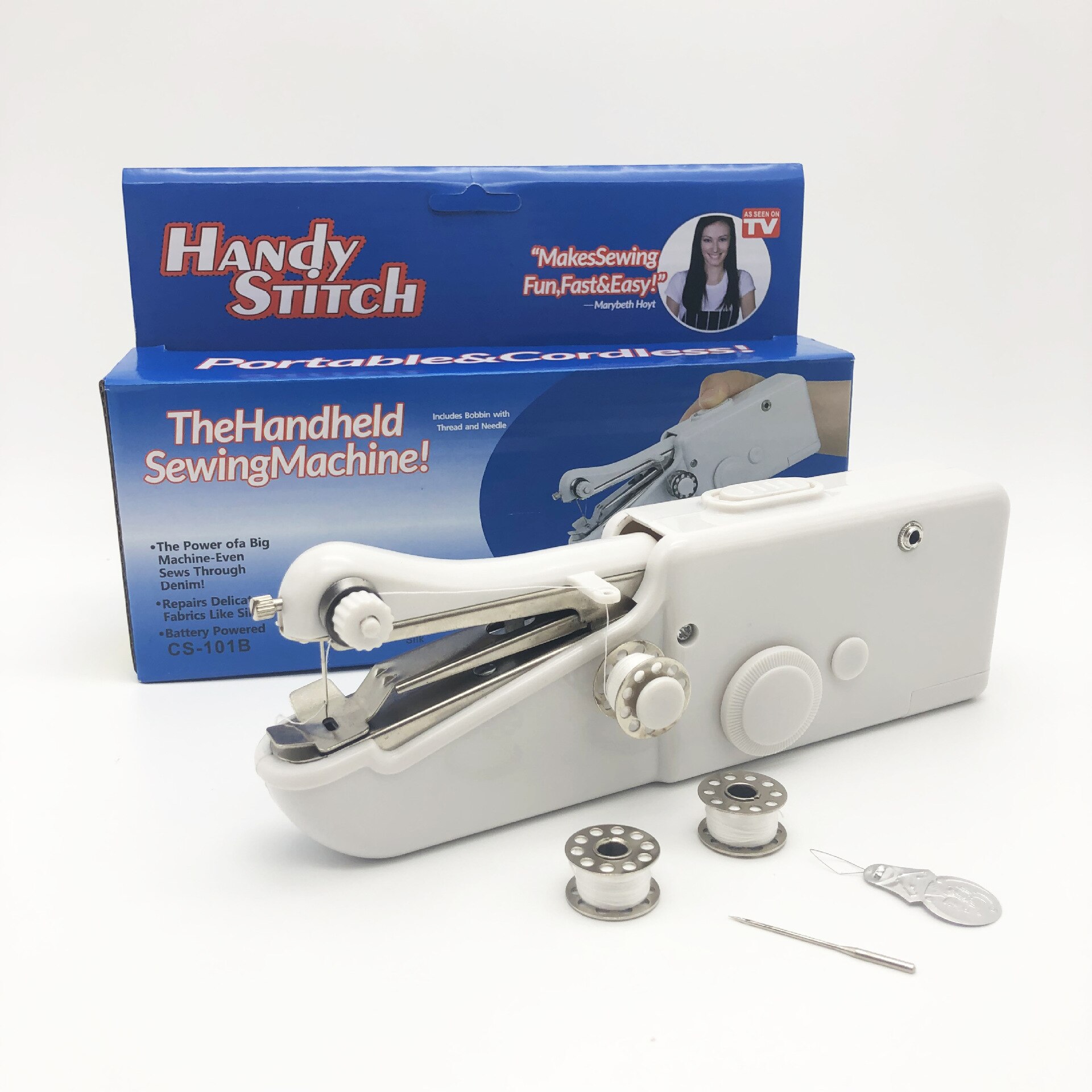 Portable Household Mini Hand Sewing Machine Quick Stitch Sew Needlework Cordless Clothes Fabrics Electronic Sewing Machine