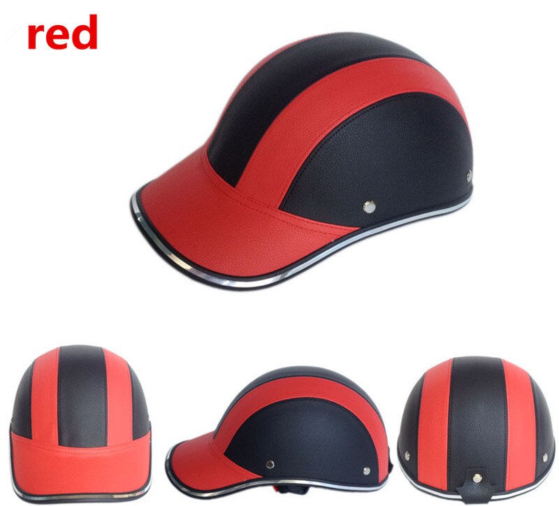 ESCAM Safety Helmet Motorcycle Helmet half helmet summer electric car men women personality baseball helmet protection: Red
