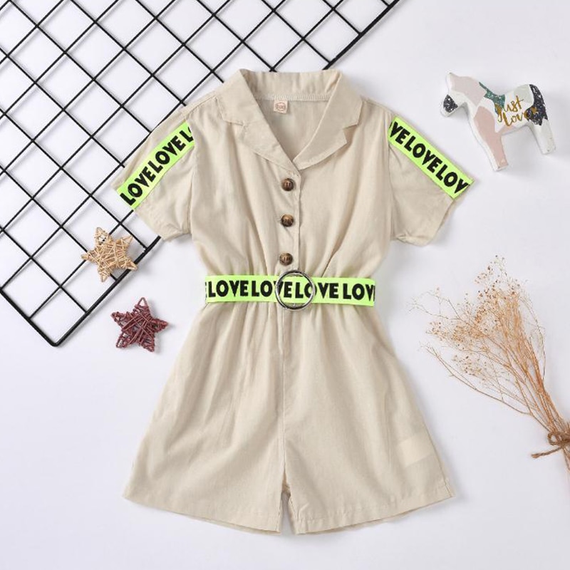 Abbigliamento per bambini Nuova Causale Estate Del Bambino Della Stampa Della Lettera Singolo Bottoni Del Pagliaccetto Della Tuta Tuta Outfit Shorts