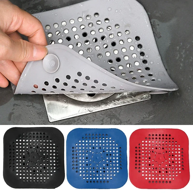 Filtro receptor de pelo de drenaje, colador antibloqueo para fregadero, bañera, suelo de la ducha, cubierta de tapón de silicona, accesorio para cocina y baño, 1 Uds.
