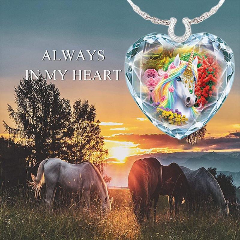 Unicorn lady pendant cute lady jewelry heart necklace blue crystal jewelry sunflower necklace pendant luxury jewelry