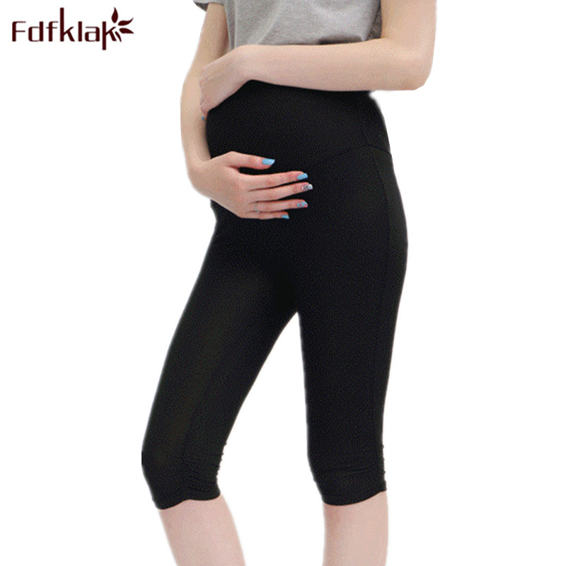 Fdfklak-Pantalones premamá de algodón para mujer, ropa de maternidad, pantalones de maternidad blancos y negros, de embarazo, F171