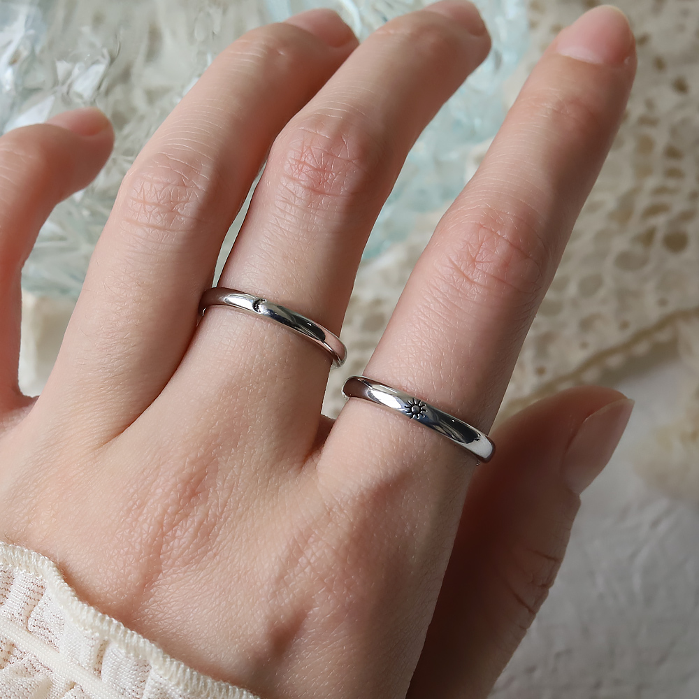 Zon Maan Ster Paar Vriendinnen Ring Mannen En Vrouwen Een Paar Eenvoudige Klassieke Student Koreaanse Paar Ring: Default Title