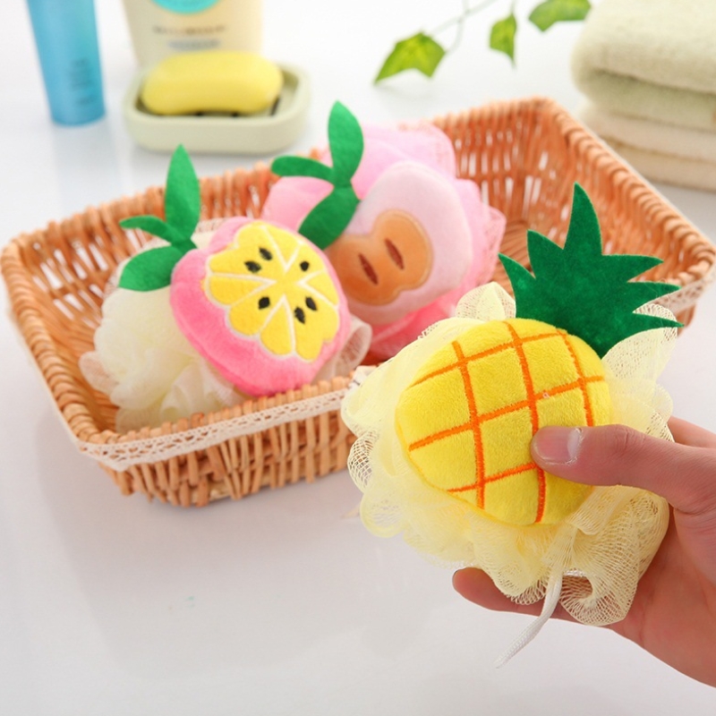 3 Pcs Cute Fruit Bath Ball Sponge Shower Scrubbers Exfoliating Body Massage Scrub Bath Ball Bath Children'S Bath Wipe Cute