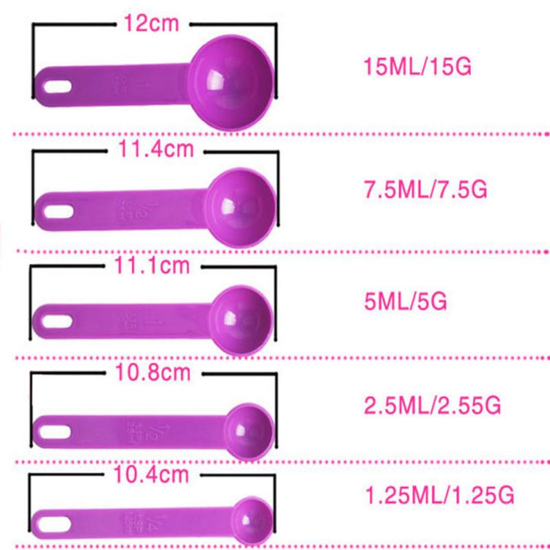 5 pçs/set Concha Colher De Medição Colher de Medição de Cozimento Cozinhar Ferramentas de Café Com Escala Colorido Utensílios De cozinha de Plástico