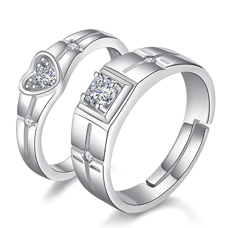 exquisit 925 Sterling Silber Liebe Herz Ringe für Frauen Männer Klassische AAA Zirkonia Verlobungs Hochzeit Paar Ringe Schmuck