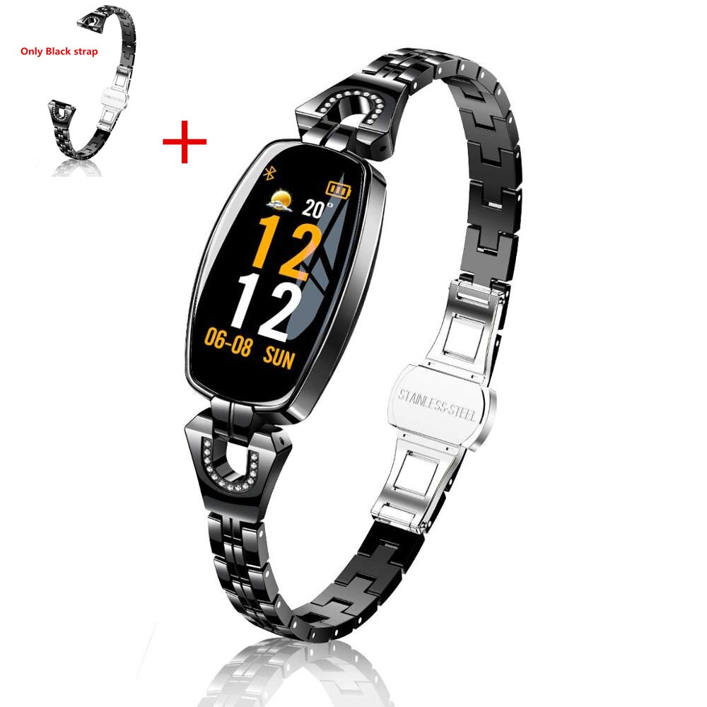 TMYIOYC H8 Intelligente Banda Delle Donne di Fitness Tracker 24-ore di Pressione Sanguigna Monitor di Frequenza Cardiaca Passo Intelligente Wristband Del Braccialetto per ragazza: BK add black strap