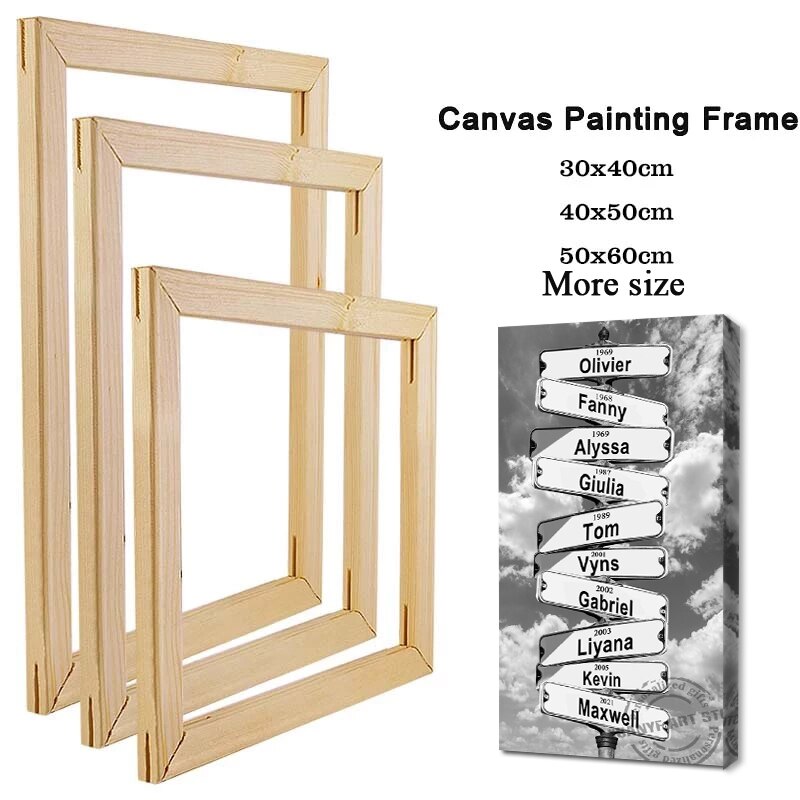 Natural Pine Wooden Painting Frame Custom Photo Frame DIY Large Size Wood Frame for Picture Poster Wall Canvas Painting Cadre