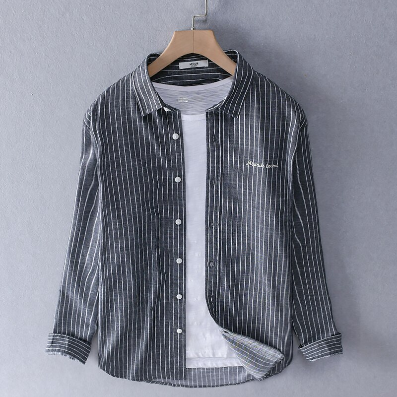 mannen lange mouwen streep shirt katoen shirts voor mannen trend casual mode shirt heren lente en zomer shirts mannelijke