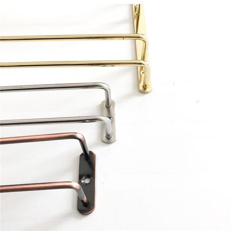 27CM Gold Wire Hanging Rack Under Cabinet Stainless Steel Stemware Hanging Cup Holder Single Row Bronze Kitchen Accessories