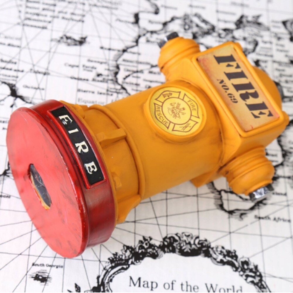 Resin Fire Hydrant Piggy Bank Fire Extinguisher Figurines Ornament for Home Vintage Soft Decoration for Kid Birthday