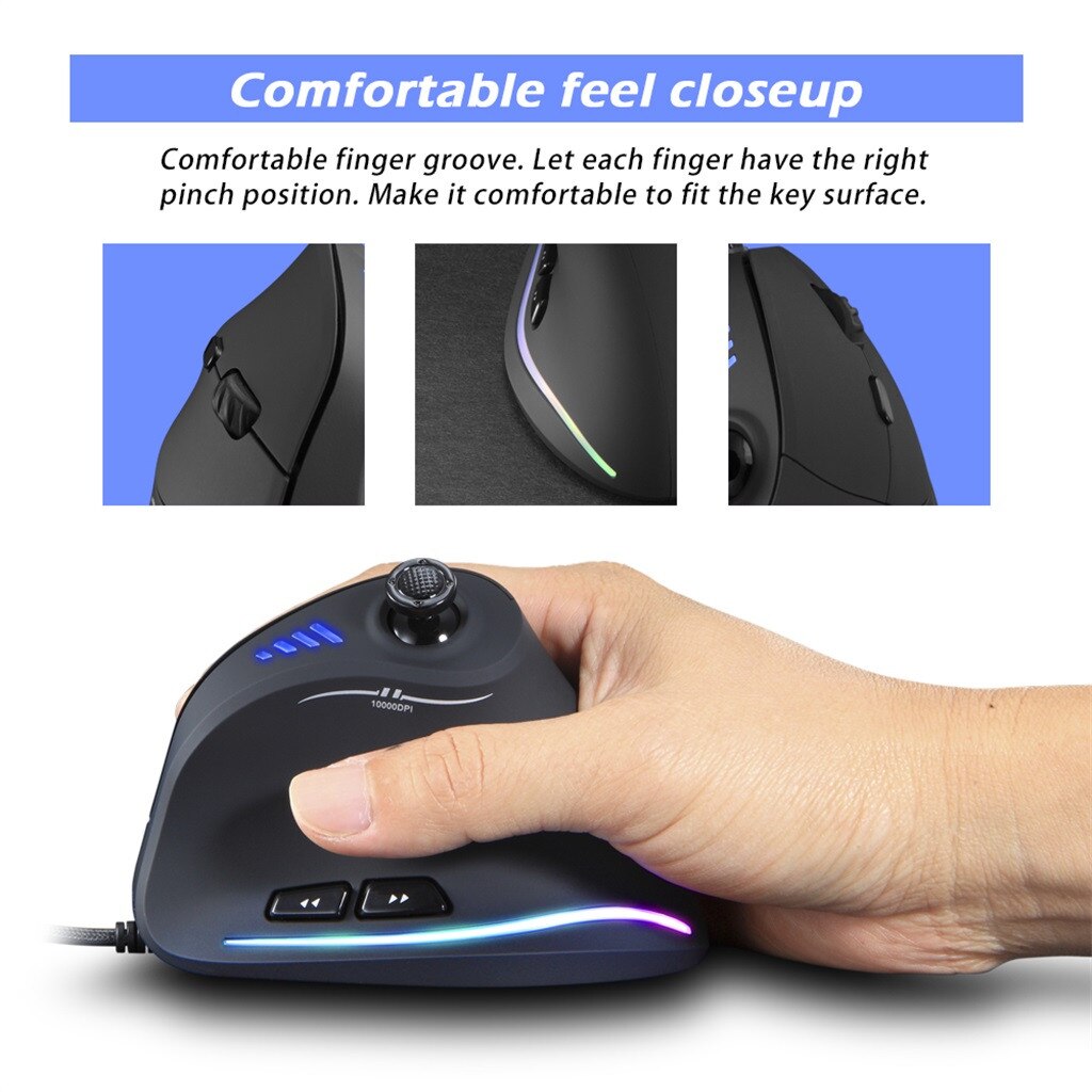 USB Rechargeable Wireless Mouse 2.4GHz Vertical Gaming Mouse 1500-10000 DPI Ergonomic Computer Mice for PC Laptop Office Game