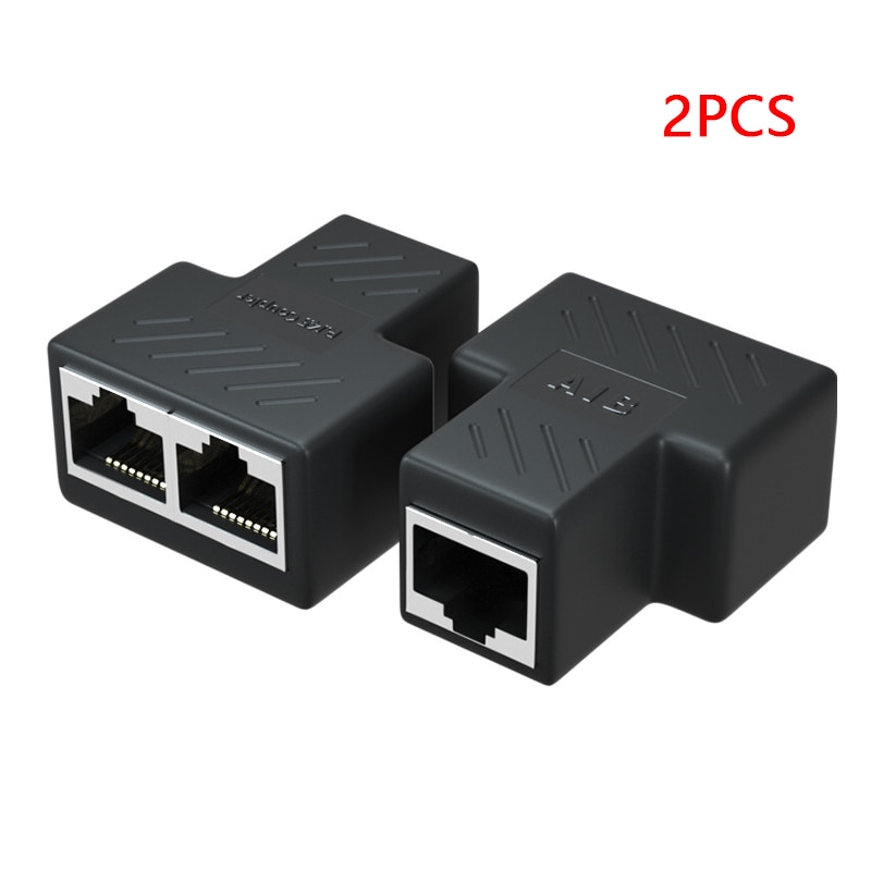 2 stk 1 to 2 veje ethernet  rj45 hun kabel splitter adapter stik til router pc laptop ip kamera tv box