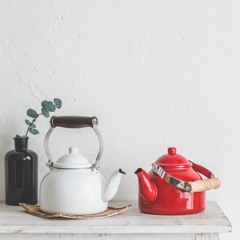 Style japonais porcelaine émail coloré bouilloire belle épaississement eau froide pot de fleur induction cuisinière usage général maison