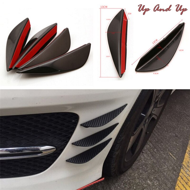 Bumper Spoiler Chin Baffle Plaat Lip Splitter Vinnen Valentie Universele Front Body Canard 4Pcs