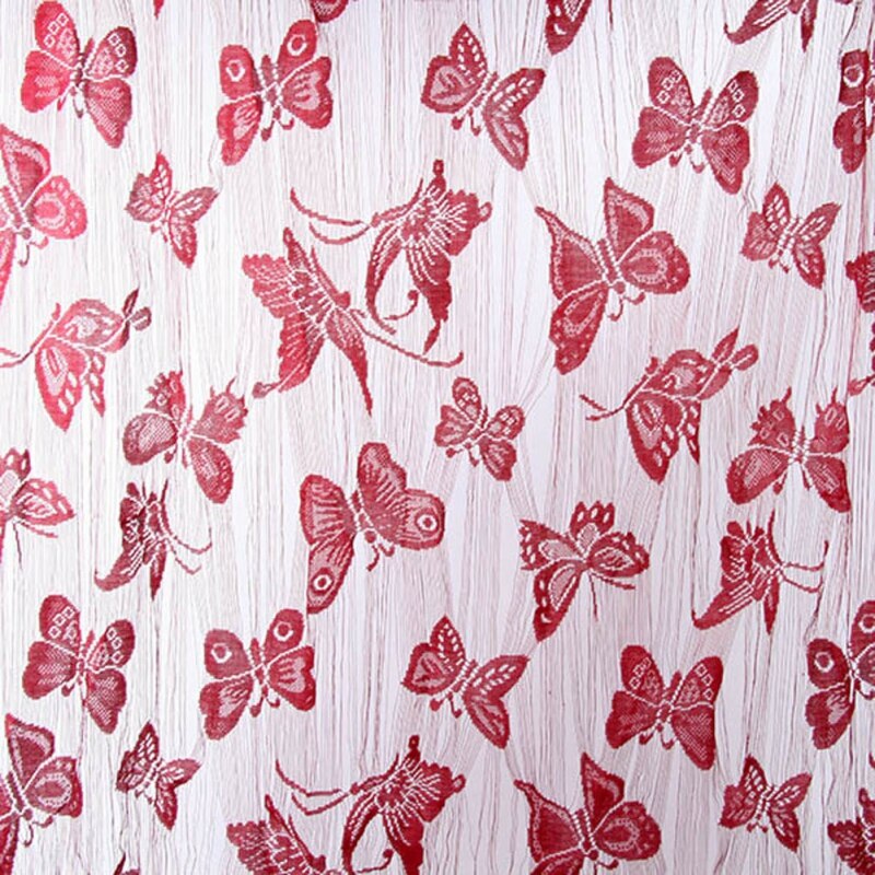 Romantic Modern Embroidered Sequins Butterfly Fringe String Rustic Sheer Purple Voile Curtains for Living Room Bedroom Kitchen: Burgundy
