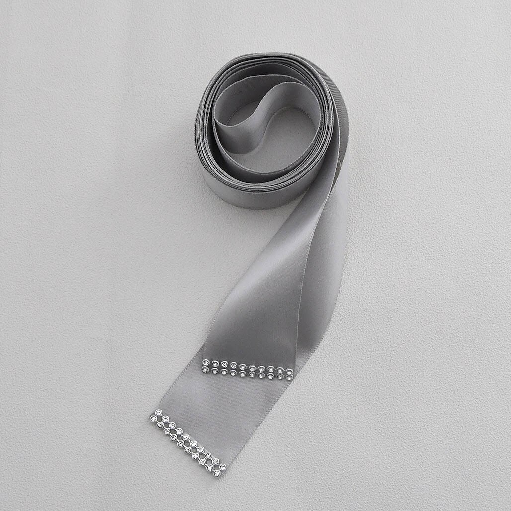 Cinturón de lujo con flores y plumas grandes para mujer, fajín de señora para de boda con diamantes de imitación y cinturón para chica de cristales, S478: sliver gray ribbon
