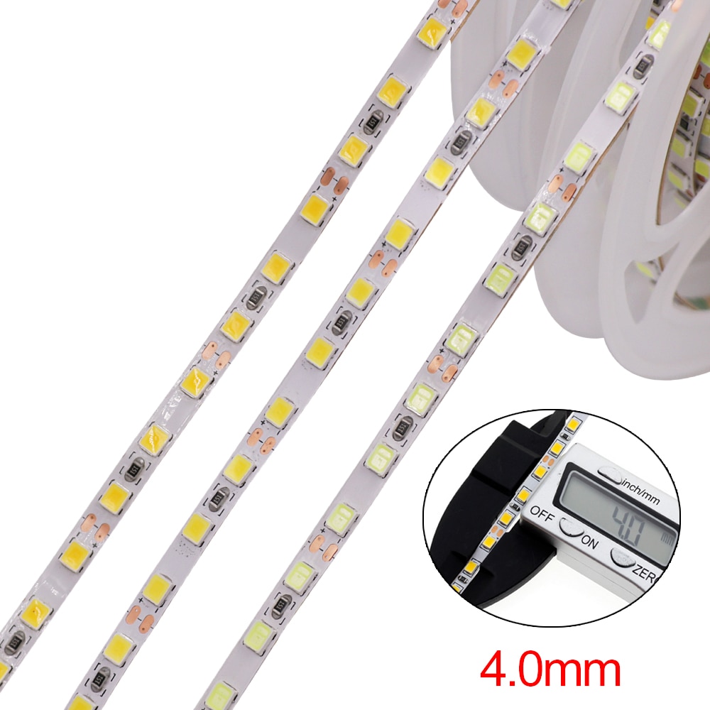 Tira de luces LED de 12V 2835 SMD 4mm superbrillante 120LED/m 5M 600 píxeles cinta de luces LED flexibles blanco Natural/blanco cálido/blanco frío