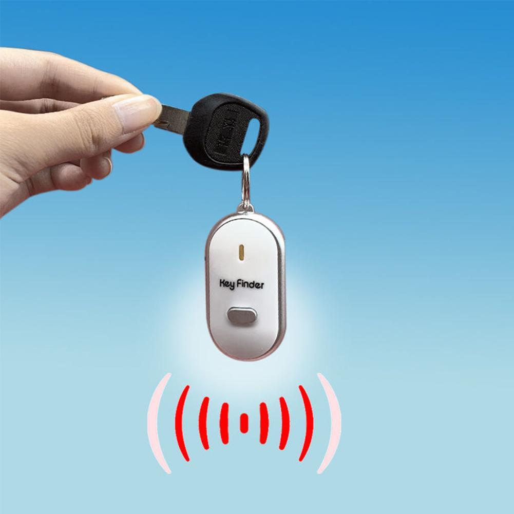 LED Whistle Key Finder Flashing Beeping Sound Control Alarm Anti-Lost Key Locator Finder Tracker with Key Ring