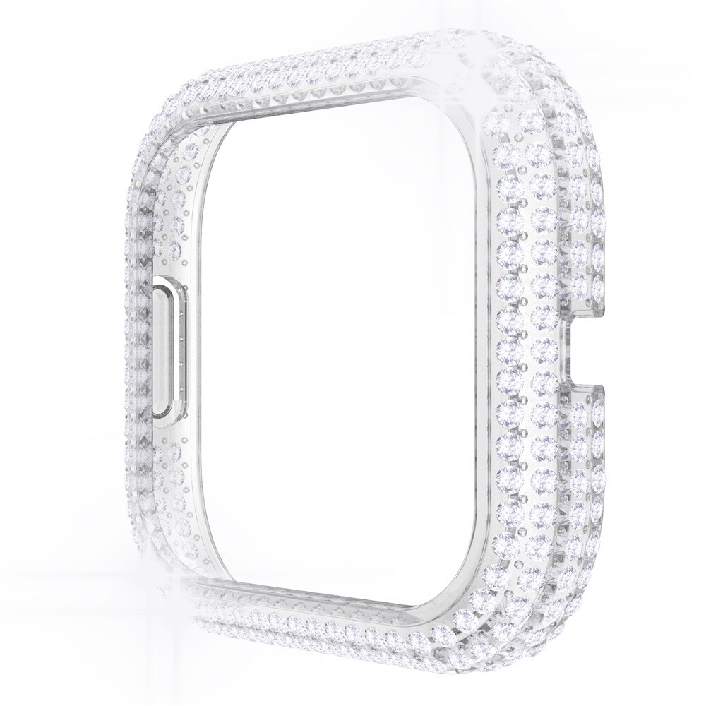 Coque de protection en strass pour Fitbit Versa 2 3 Sense, étui rigide scintillant pour montre, coque en diamant PC, cadre fin: Clear / For Versa 2
