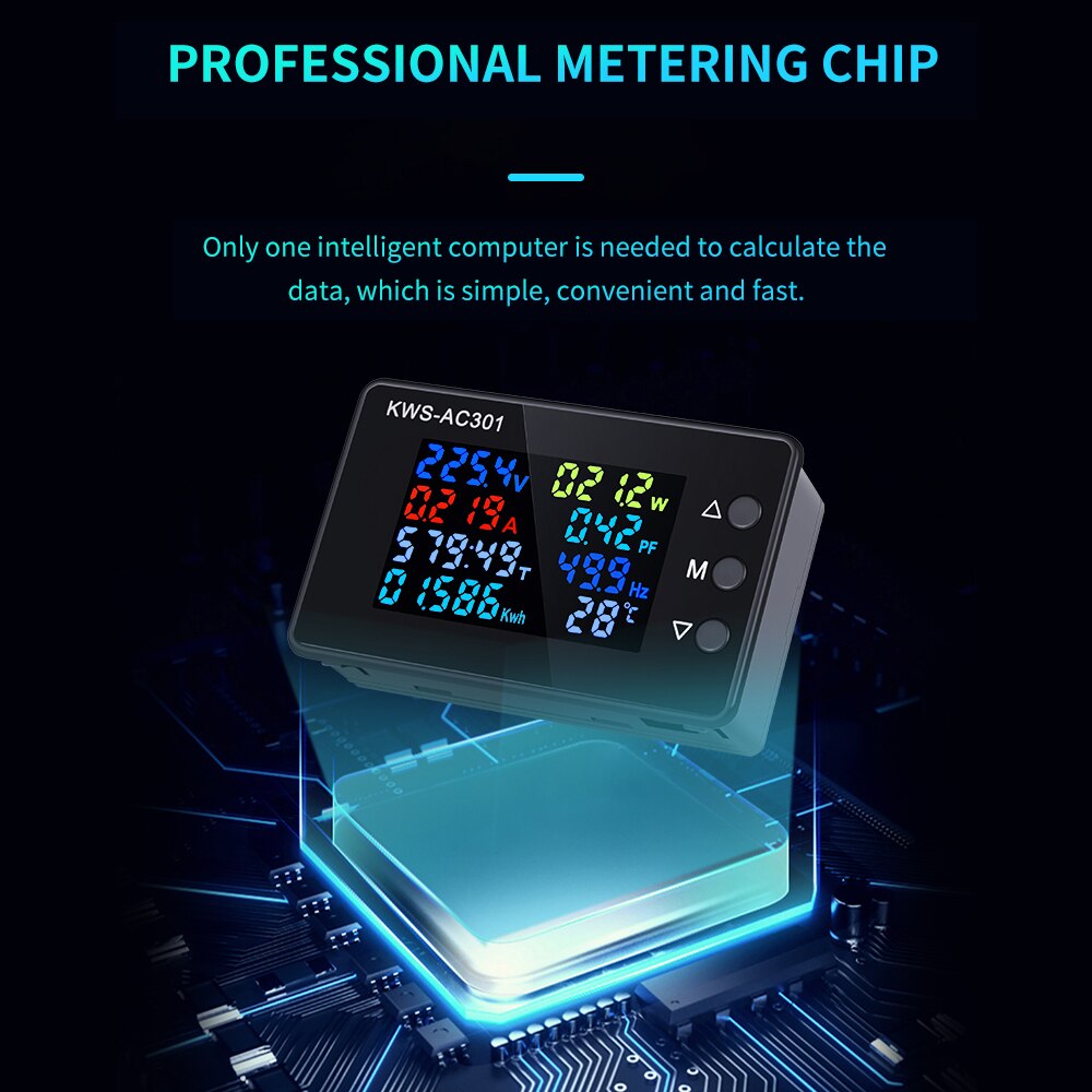 Voltímetro Digital de KWS-AC301, medidor de potencia eléctrica, vatímetro, analizadores de energía CA 50-300V, Detector de voltaje 0-100A 50-60HZ