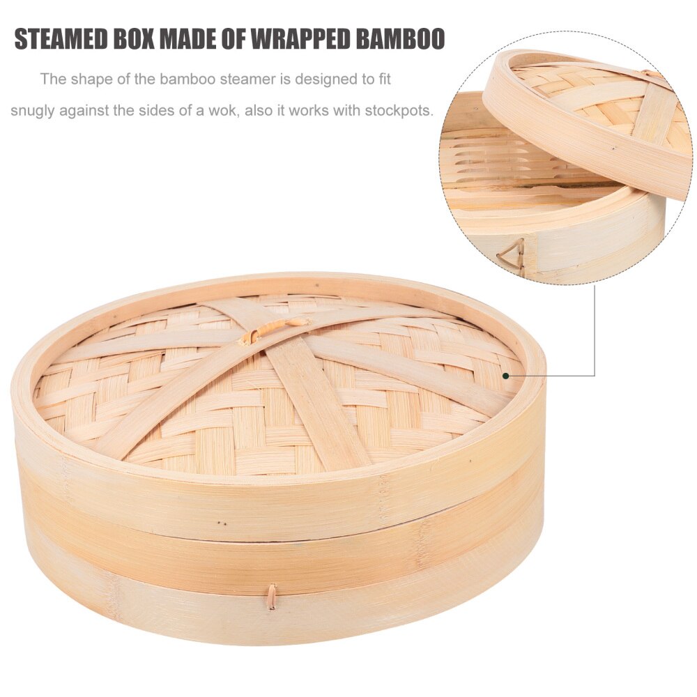 1 Set Chinese Bamboo Steamer Bamboo Food Steamer with Lid Kitchen Cooking Tool