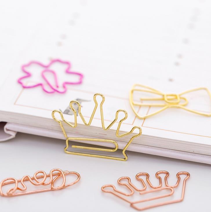 5 stk/sæt mini rosa guld flamingo kamera sakura krone stjerne papirclips bogmærke foto memo billet ringbind klip kontor stationion