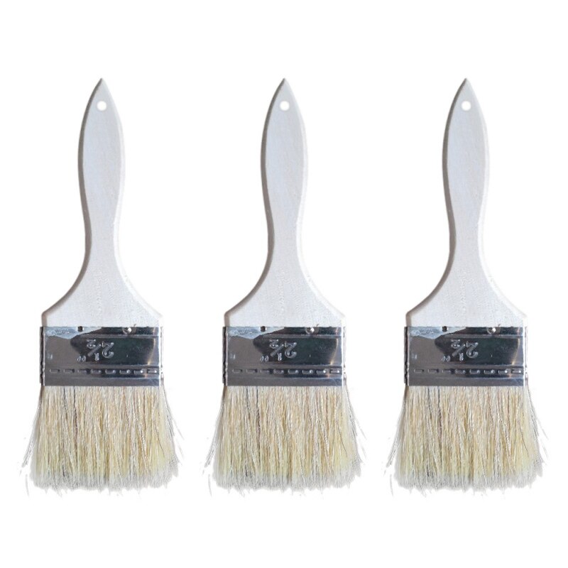 3Pcs Natuurlijke Borstel Verf Borstels Met Houten Handvat Staart Opknoping Gat Barbecue Borstel 2.3-11Cm: C