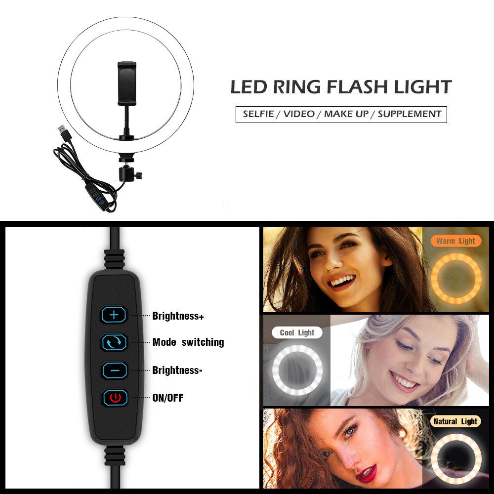 Pavimento Photo Studio Selfie Anello di Luce A LED con Supporto Del Telefono Mobile per Youtube Streaming In Diretta di Trucco In Diretta Supporto Mobile Treppiedi