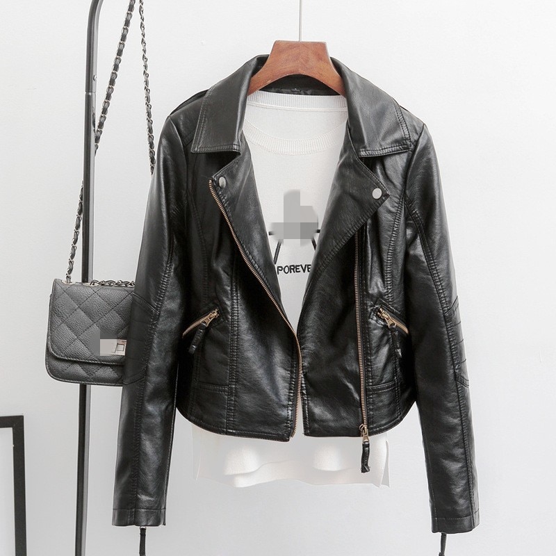 Casual Zipper Soft Motorcycle Leather Jacket