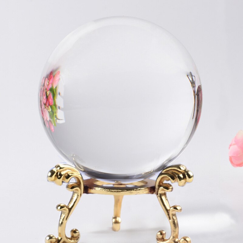 60/70/80MM fotografia kryształ ozdoba kula feng shui na całym świecie wróżby kwarcowy magiczne szkło piłka Home Decor kula bola de cristal: 60 MM / with gold base