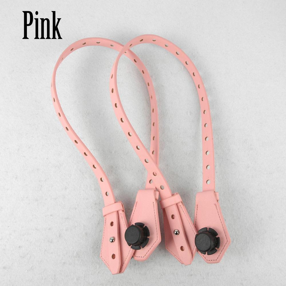 1 Pair Bidirectional Adjustable Length Flat Leather Belt Handle with Clasp for Obag Basket Bucket City Chic Women Handbag O Bag: pink