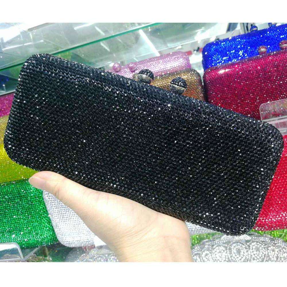 Tofsar kristall clutch aftonväskor roséguld festväska silverbröllop brudväskor ab rosa fuchsia aftonväska: Svart