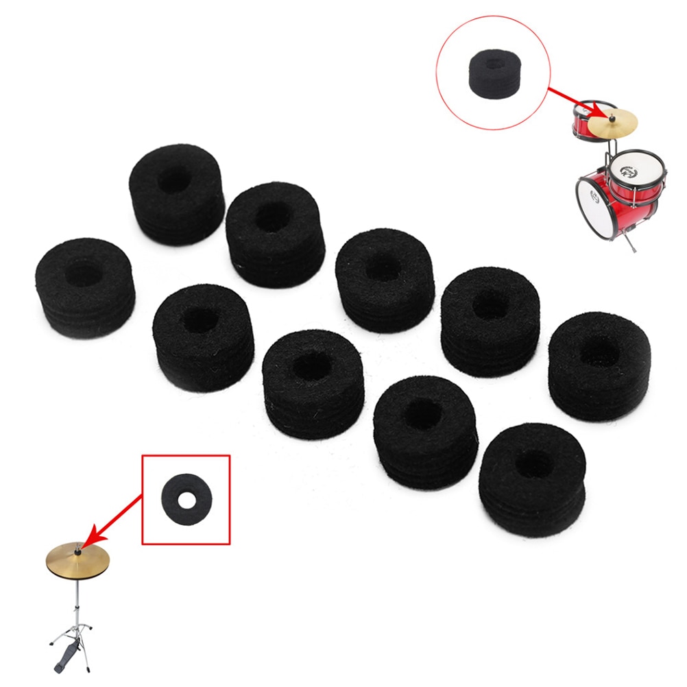 10 stk trommesett cymbal filt pads perkusjon tilbehør kit pad beskyttelse effekt for tromme skiver filt
