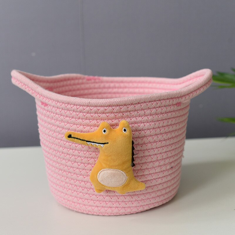 Krokodil Opslag Mand, Katoenen Touw Opslag Mand Opbergdoos Weven, Geweven Bloem Mand Katoenen Draad: 4