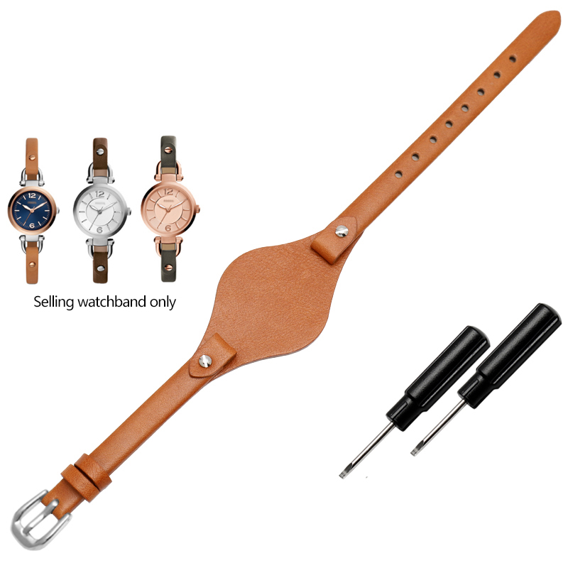 Correa de reloj de cuero de , 8mm, especial para correa femenina fósil ES3077 ES2830 ES3262 ES3060 ES4119 ES3148, pulsera Wonmen