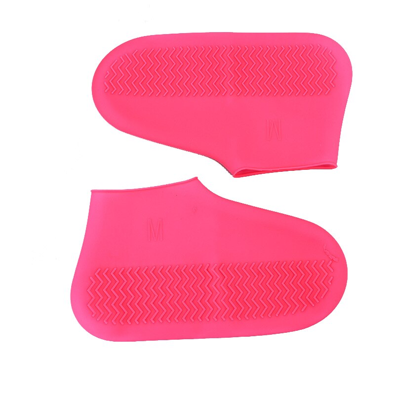 Reusable Silicone Shoe Cover Waterproof Rain Shoes Covers Outdoor Thickened Camping Slip-resistant Rubber Rain Boot: Red / S  26-33 yard