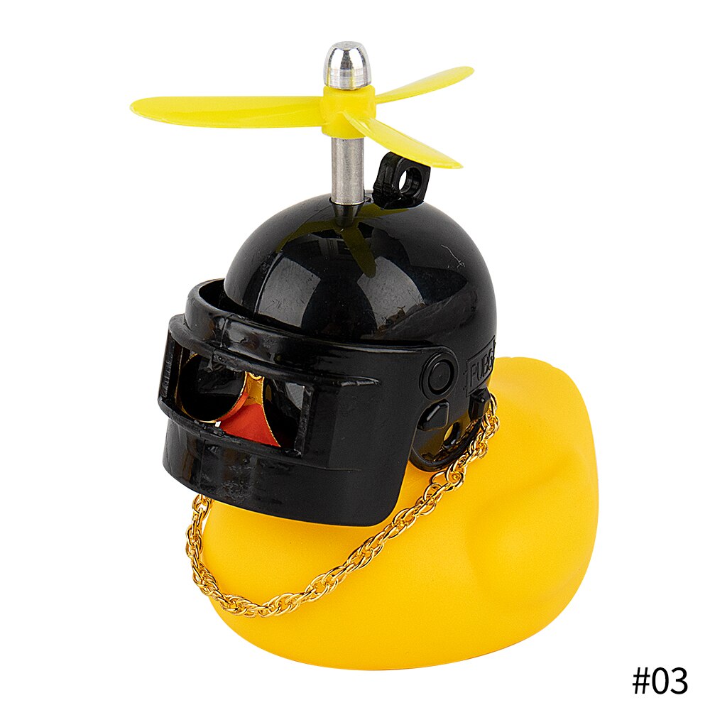 Populaire Kleine Gele Eend Auto Ornamenten Grappige Zonnebril Wind-Breaking Eend Met Propellor Helm Motor Paardrijden Fietsen Decoratie: Level 3 Helmet