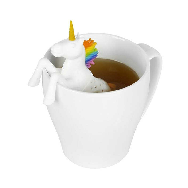 Tegneserie enhjørning form matte-kvalitet silikon te infuser siler filter løs tepose blad urte krydder filter diffusor