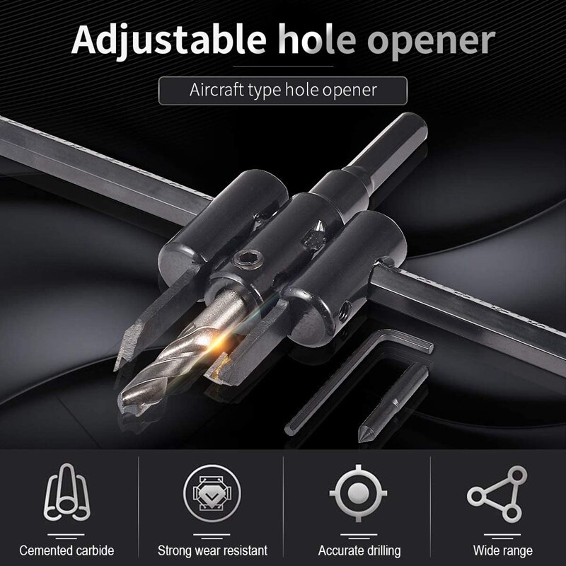 ! Adjustable Round Hole Cutter, Wood Reamer, Adjustable Plaster Downlight Audio Ceiling Drilling Bit