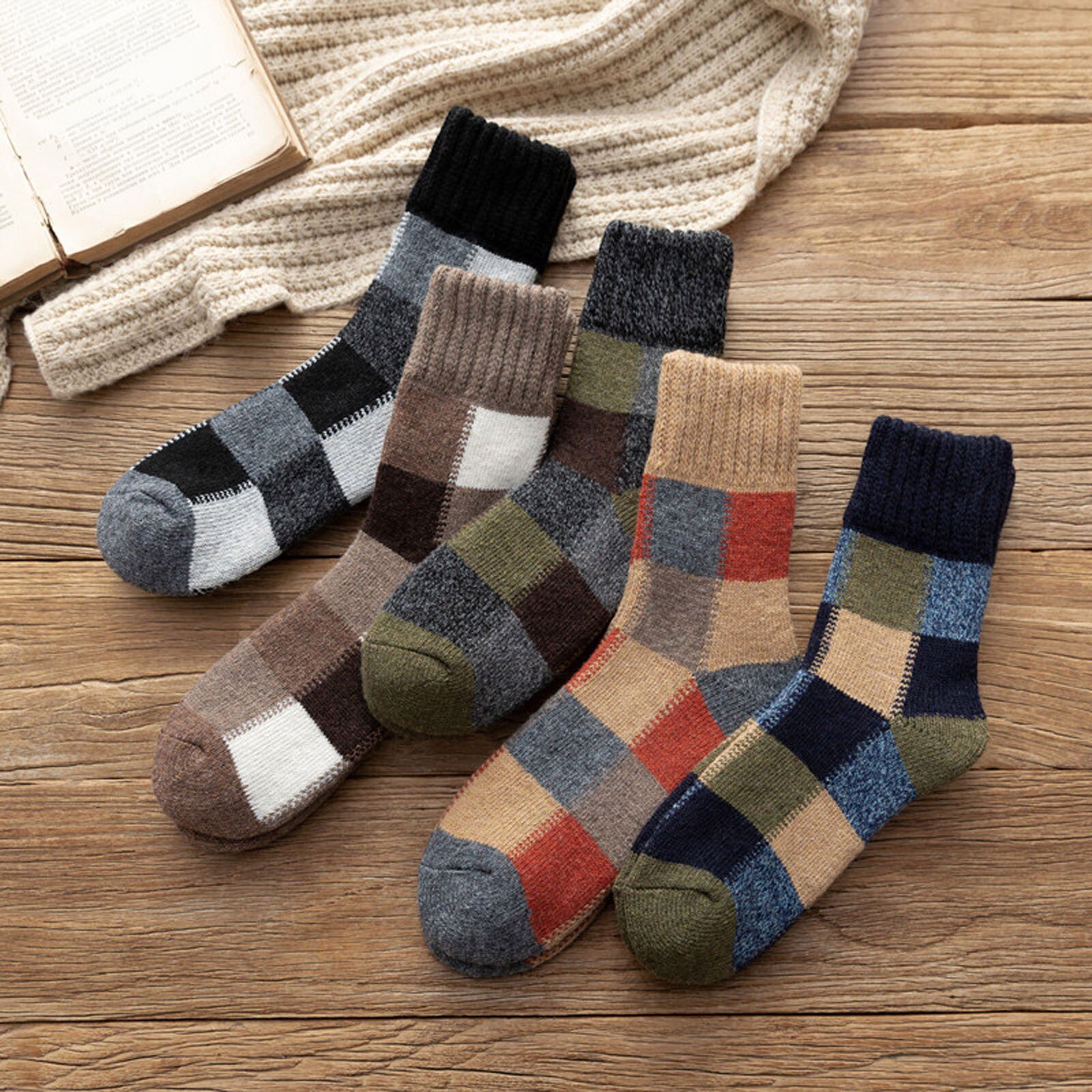 5 Pairs Womens Christmas Socks Winter Soft Warm Cold Knit Wool Sock Calcetines De La Mujer Harajuku Woman Socks Medias De Mujer