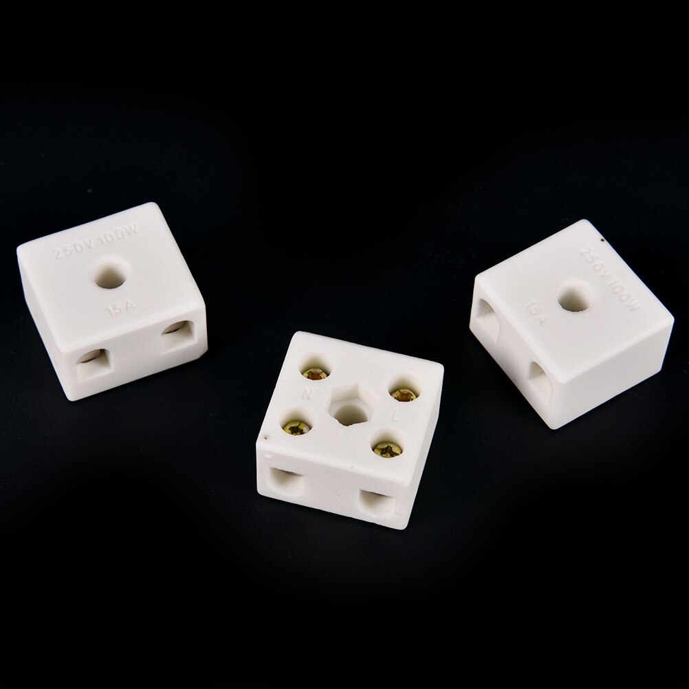 Ceramic Terminal Block 10A 2W4H 2 Way 4 Hole Connector Porcelain Ceramic Terminal Blocks 5 Pcs