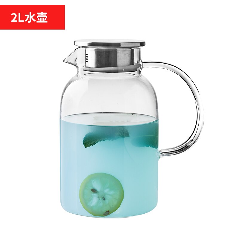 Transparent glass cold water jug water jug high temperature resistant household tie pot cool white water jug water bottle: 4