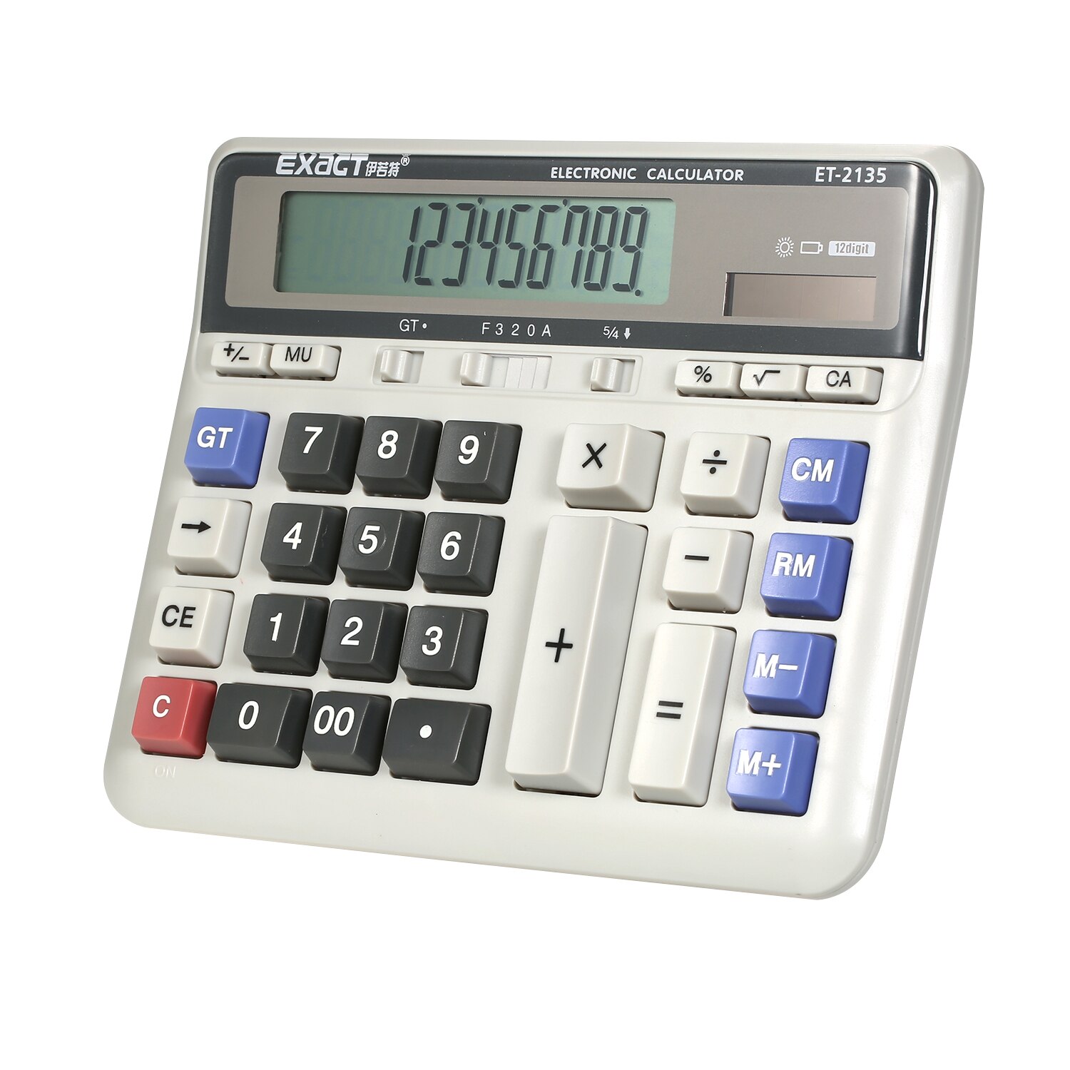 Large Computer Electronic Calculator Counter Solar & Battery Power 12 Digit Display Multi-functional Big Button for Calculating