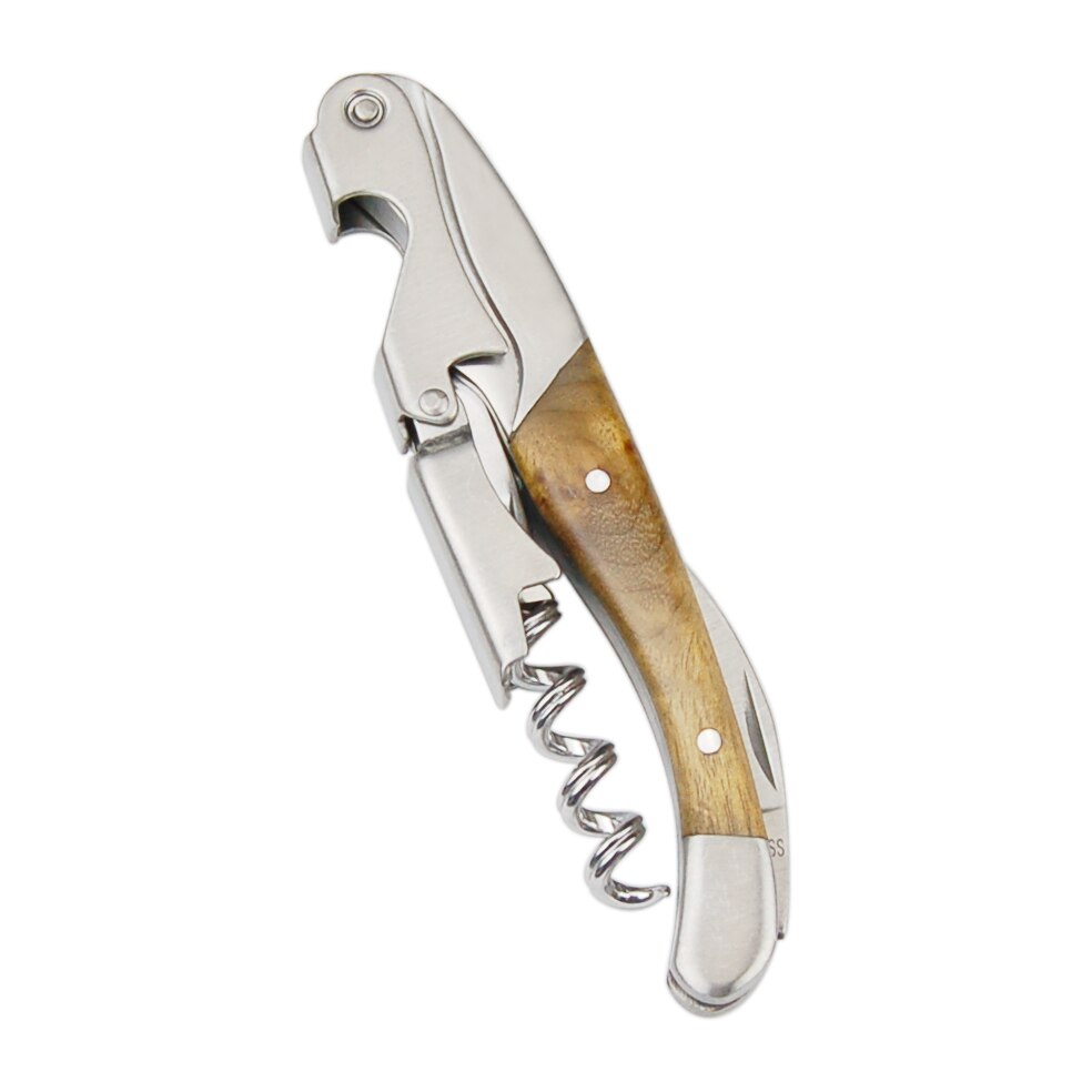 Forkry Sommelier Wijn Opener Ober 'S Vriend Kurkentrekker Wijn Flesopener Met Houten Handvat: grooved worm