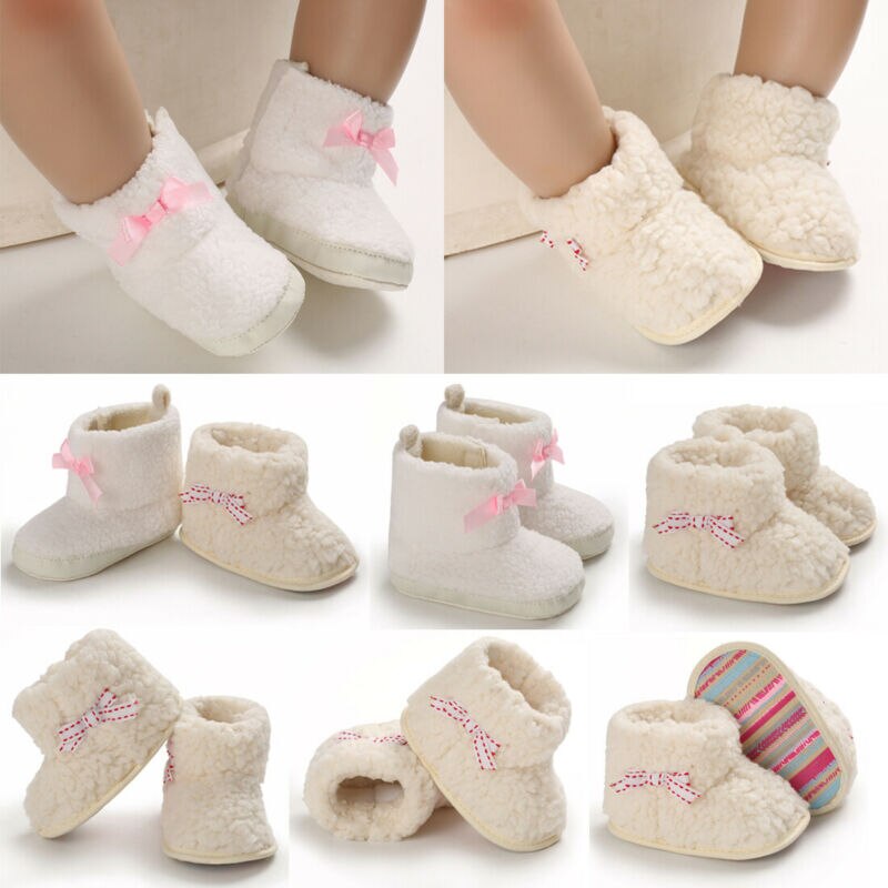 Inverno Del bambino Appena nato Della Ragazza Del bambino Stivali Da Neve Inverno Caldo di Pelliccia Presepe Scarpe Calde Prewalker