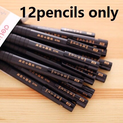 Thick Flat Head Mechanical Knock Pencil 2B Refills Students Test Examnation Answering Card Computer Easily Identify Draw S700: 12pencils